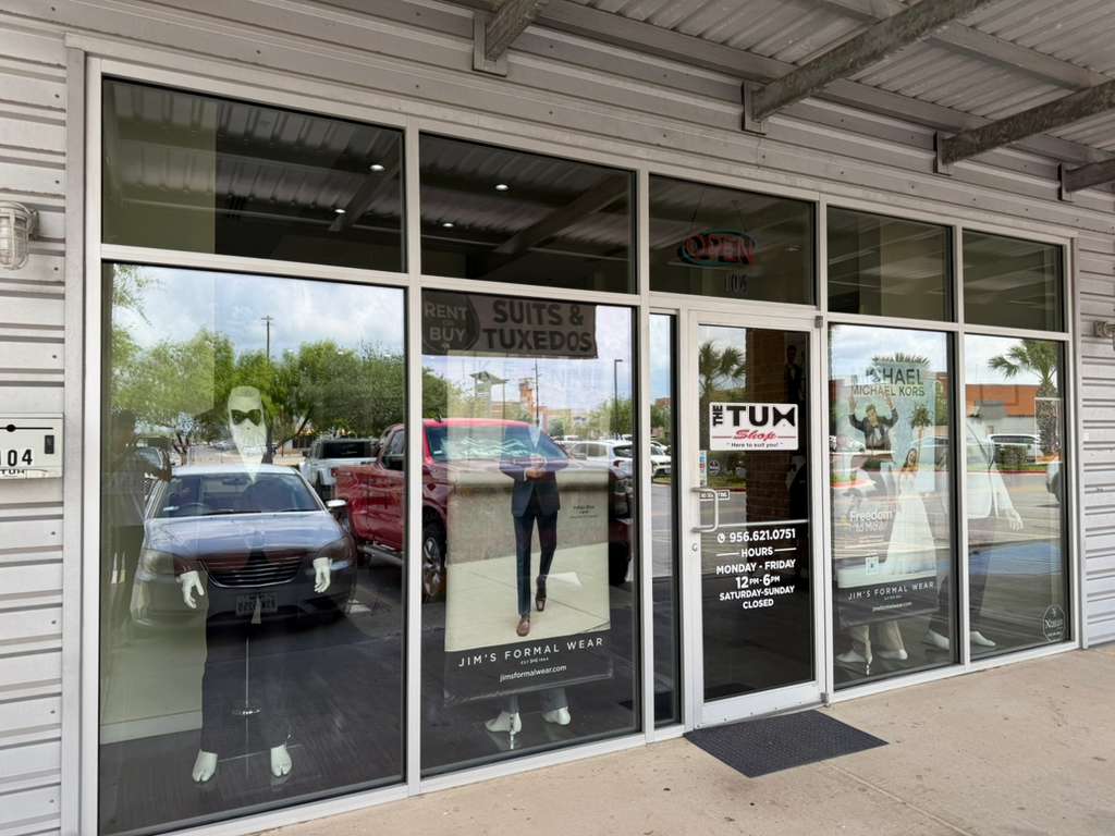 Tux Shop storefront window cleaning